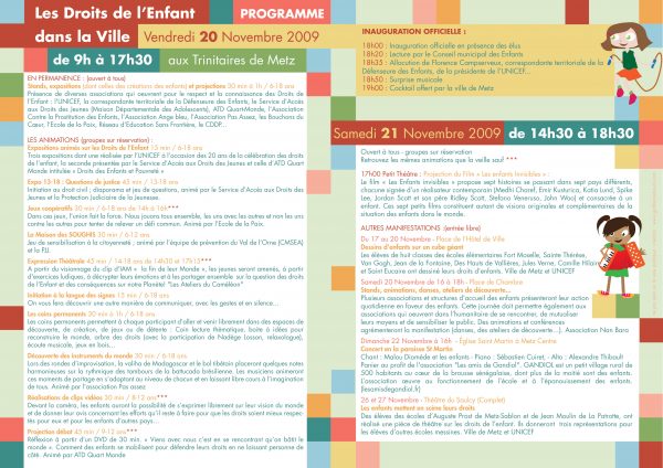 flyer brochure pour la Convention Internationale des Droits de l'Enfant pour la ville de Metz 57 Lorraine